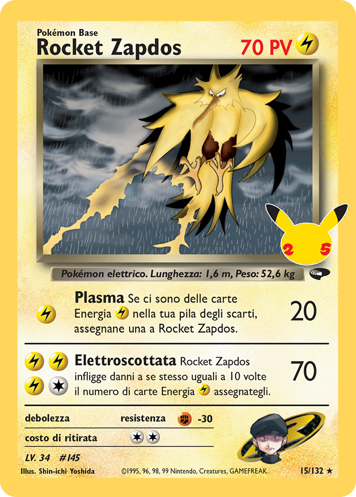 Rocket Zapdos 015 — Gran Festa: Collezione Classica (Italian Pokémon TCG card)
