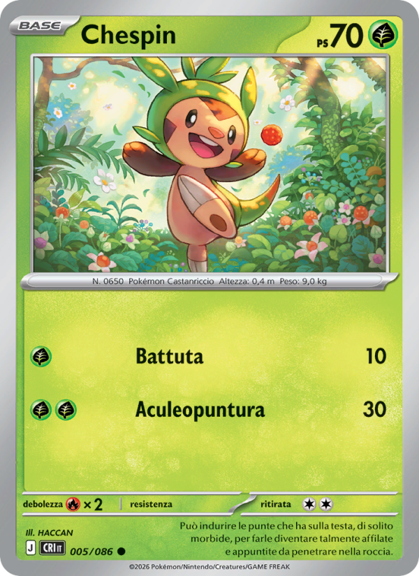 Chespin 005 — Caos Nascente (Italian Pokémon TCG card)
