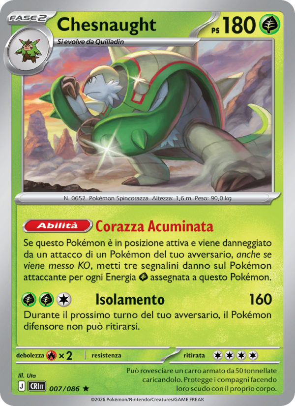 Chesnaught 007 — Caos Nascente (Italian Pokémon TCG card)
