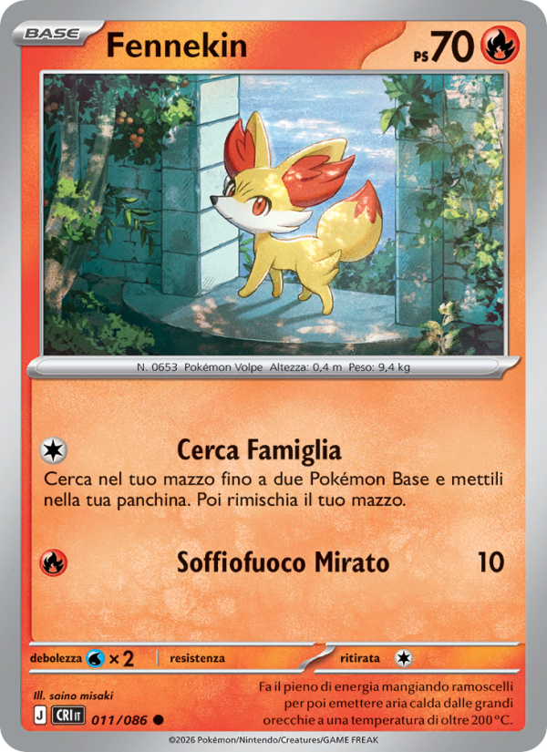 Fennekin 011 — Caos Nascente (Italian Pokémon TCG card)