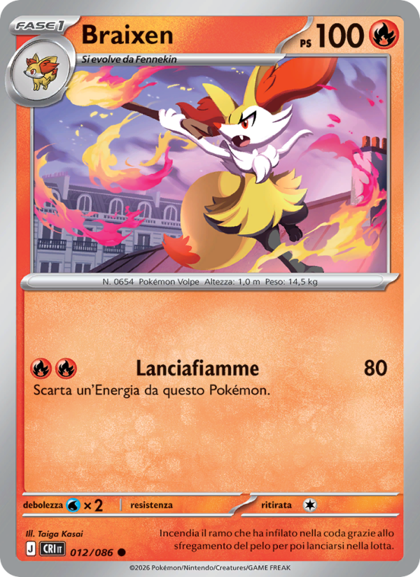 Braixen 012 — Caos Nascente (Italian Pokémon TCG card)