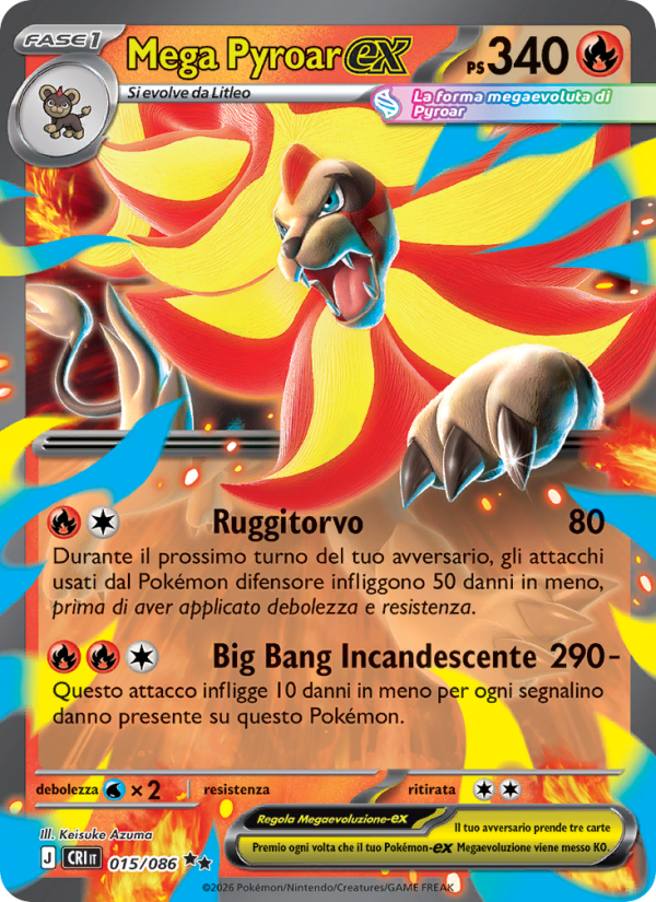 Mega Pyroar-ex 015 — Caos Nascente (Italian Pokémon TCG card)