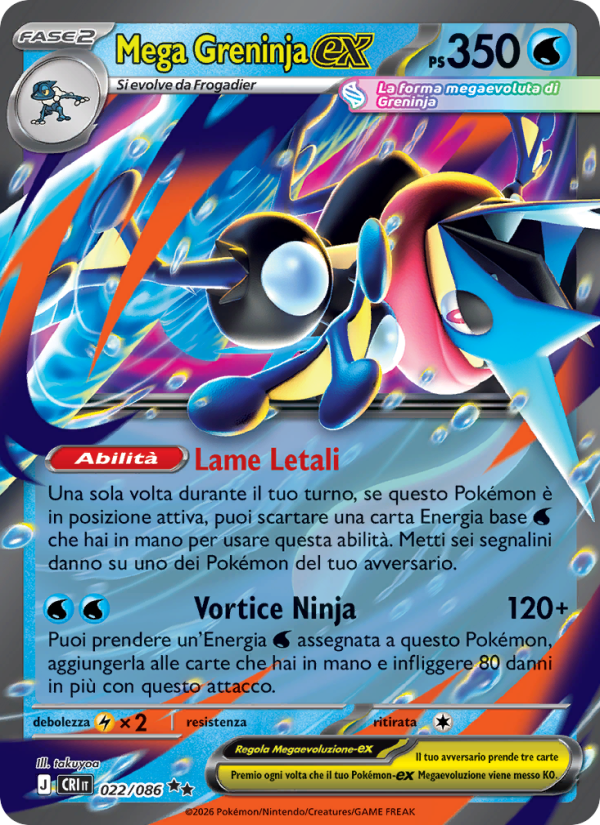 Mega Greninja-ex 022 — Caos Nascente (Italian Pokémon TCG card)