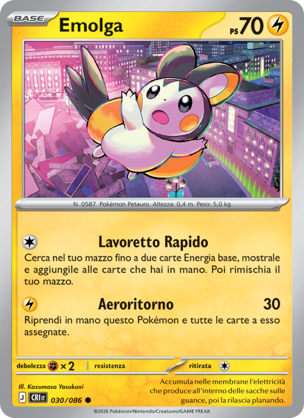 Emolga 030 — Caos Nascente (Italian Pokémon TCG card)