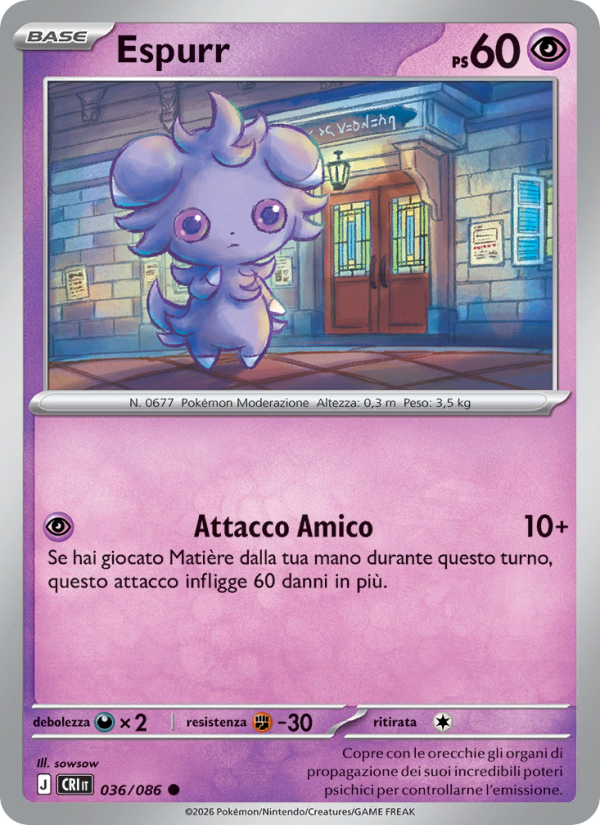 Espurr 036 — Caos Nascente (Italian Pokémon TCG card)