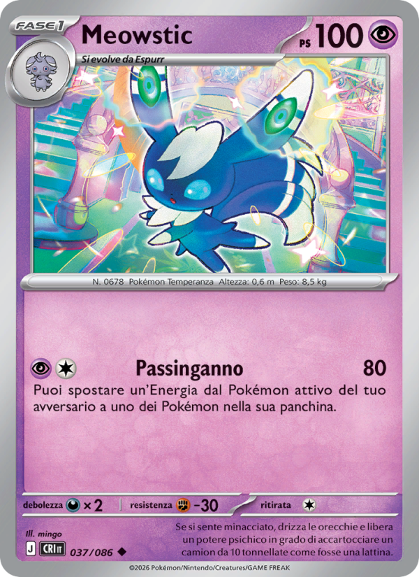 Meowstic 037 — Caos Nascente (Italian Pokémon TCG card)
