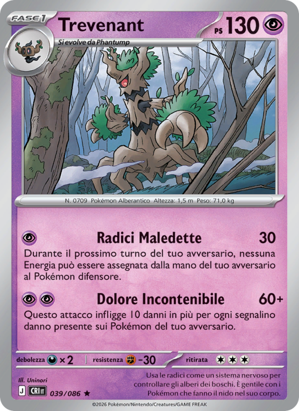 Trevenant 039 — Caos Nascente (Italian Pokémon TCG card)