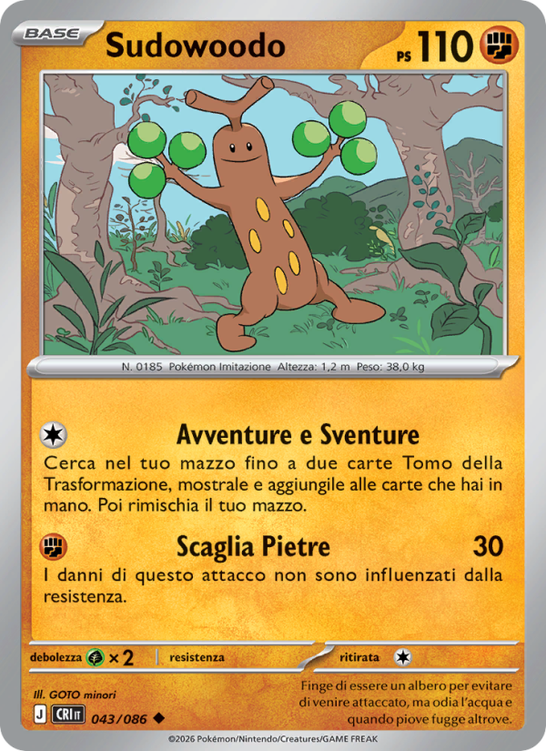 Sudowoodo 043 — Caos Nascente (Italian Pokémon TCG card)