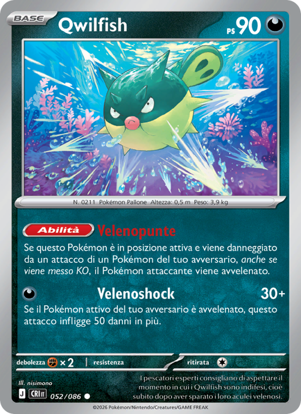 Qwilfish 052 — Caos Nascente (Italian Pokémon TCG card)