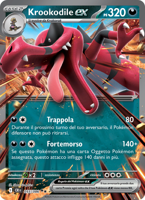 Krookodile-ex 055 — Caos Nascente (Italian Pokémon TCG card)