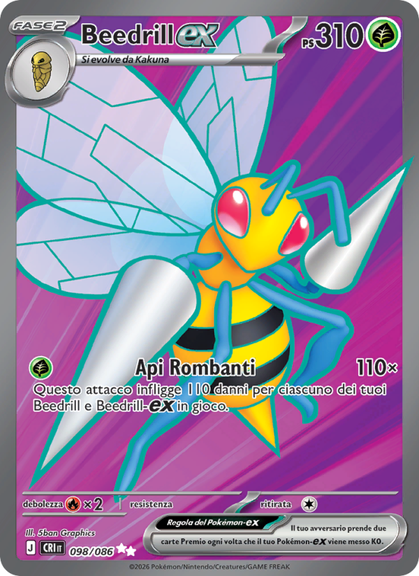 Beedrill-ex 098 — Caos Nascente (Italian Pokémon TCG card)