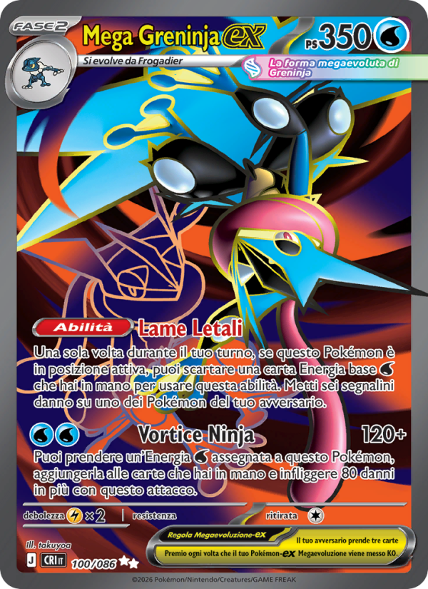 Mega Greninja-ex 100 — Caos Nascente (Italian Pokémon TCG card)