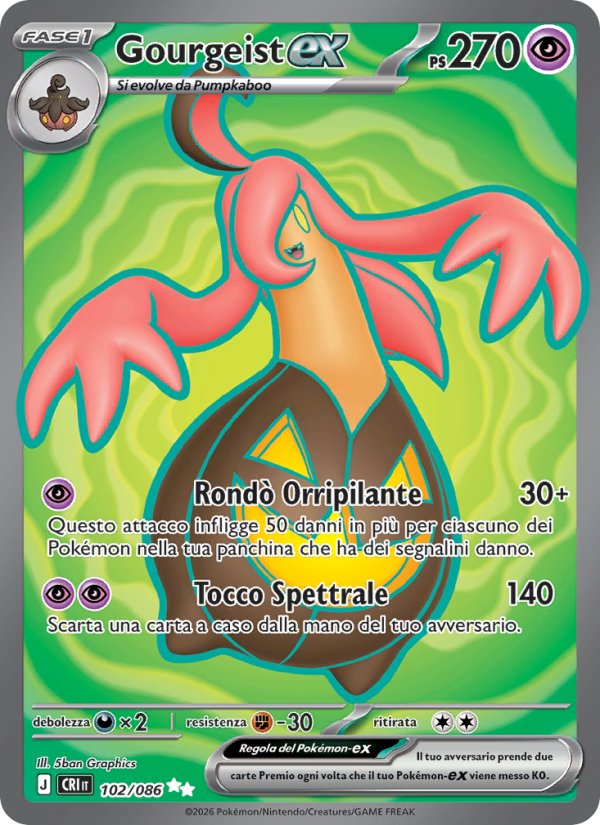 Gourgeist-ex 102 — Caos Nascente (Italian Pokémon TCG card)