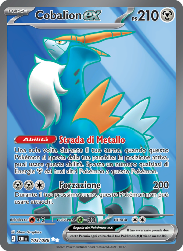 Cobalion-ex 103 — Caos Nascente (Italian Pokémon TCG card)
