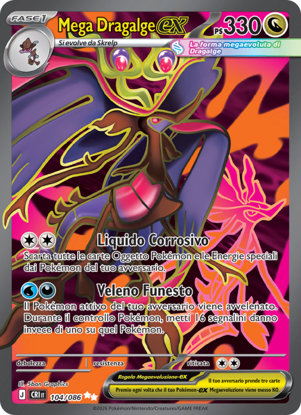 Mega Dragalge-ex 104 — Caos Nascente (Italian Pokémon TCG card)