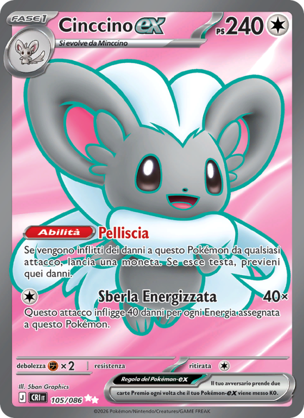 Cinccino-ex 105 — Caos Nascente (Italian Pokémon TCG card)
