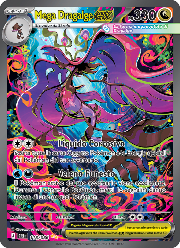 Mega Dragalge-ex 118 — Caos Nascente (Italian Pokémon TCG card)