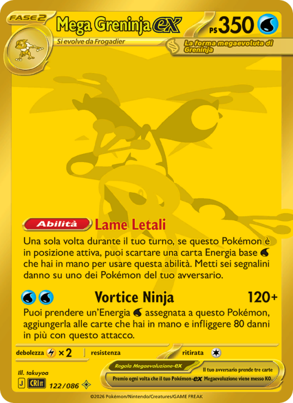 Mega Greninja-ex 122 — Caos Nascente (Italian Pokémon TCG card)