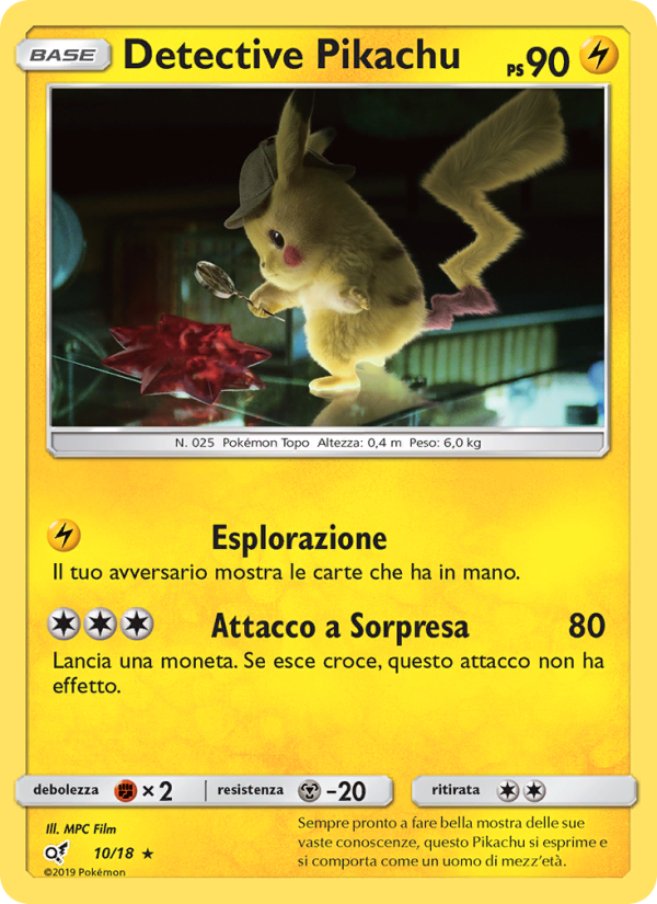 Detective Pikachu 010/18 — Detective Pikachu (Italian Pokémon TCG card)