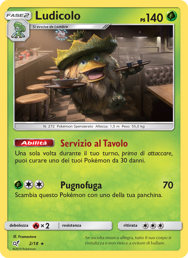 Ludicolo 002/18 — Detective Pikachu (Italian Pokémon TCG card)