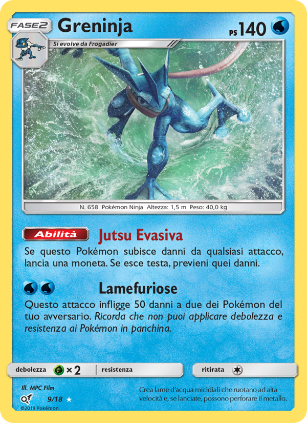 Greninja 009/18 — Detective Pikachu (Italian Pokémon TCG card)