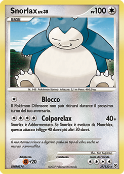Snorlax 037/130 — Diamante & Perla (Italian Pokémon TCG card)