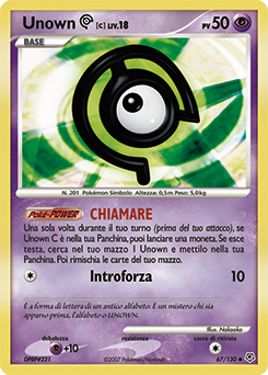 Unown C 067/130 — Diamante & Perla (Italian Pokémon TCG card)