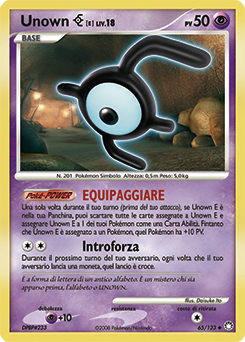 Unown E 065/124 — Tesori Misteriosi (Italian Pokémon TCG card)