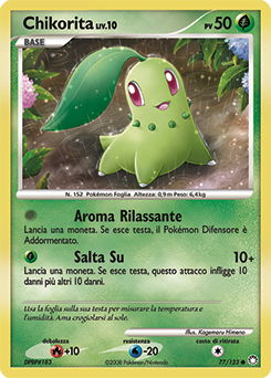 Chikorita 077/124 — Tesori Misteriosi (Italian Pokémon TCG card)