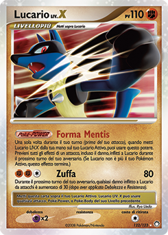 Lucario LV.X 122/124 — Tesori Misteriosi (Italian Pokémon TCG card)
