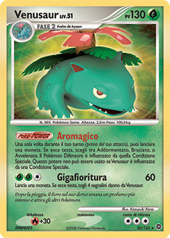 Venusaur 020/132 — Prodigi Segreti (Italian Pokémon TCG card)