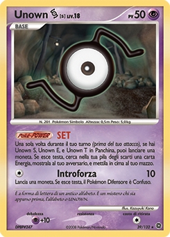 Unown S 039/132 — Prodigi Segreti (Italian Pokémon TCG card)