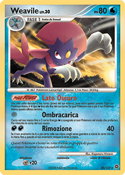 Weavile 040/132 — Prodigi Segreti (Italian Pokémon TCG card)