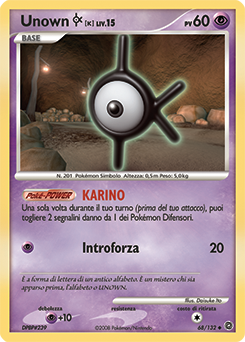 Unown K 068/132 — Prodigi Segreti (Italian Pokémon TCG card)