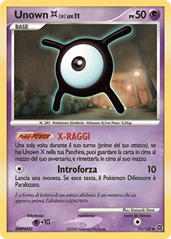 Unown X 071/132 — Prodigi Segreti (Italian Pokémon TCG card)