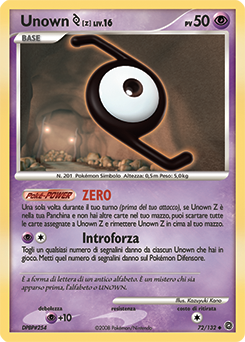 Unown Z 072/132 — Prodigi Segreti (Italian Pokémon TCG card)