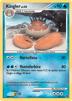 Kingler 020/106 — Incontri Leggendari (Italian Pokémon TCG card)