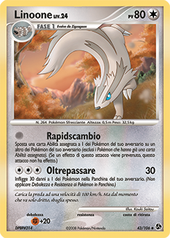 Linoone 043/106 — Incontri Leggendari (Italian Pokémon TCG card)