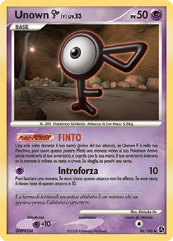 Unown F 056/106 — Incontri Leggendari (Italian Pokémon TCG card)