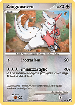 Zangoose 059/106 — Incontri Leggendari (Italian Pokémon TCG card)