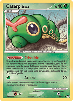 Caterpie 063/106 — Incontri Leggendari (Italian Pokémon TCG card)