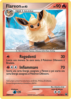 Flareon 019/100 — Alba Suprema (Italian Pokémon TCG card)