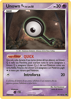 Unown Q 049/100 — Alba Suprema (Italian Pokémon TCG card)
