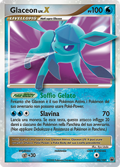 Glaceon LV.X 098/100 — Alba Suprema (Italian Pokémon TCG card)