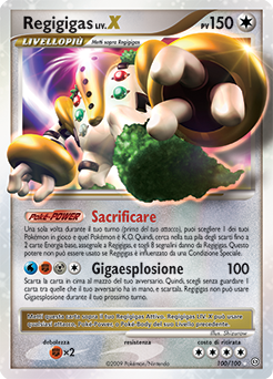 Regigigas LV.X 100/106 — Fronte Di Tempesta (Italian Pokémon TCG card)