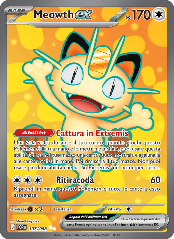 Meowth-ex 107 — Equilibrio Perfetto (Italian Pokémon TCG card)