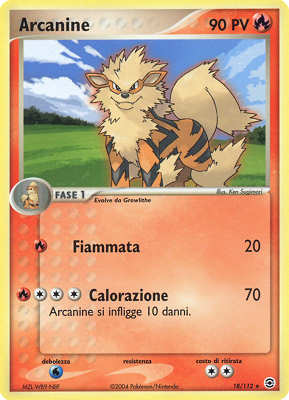 Arcanine 018 — EX RossoFuoco e VerdeFoglia (Italian Pokémon TCG card)