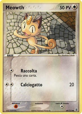 Meowth 069 — EX RossoFuoco e VerdeFoglia (Italian Pokémon TCG card)