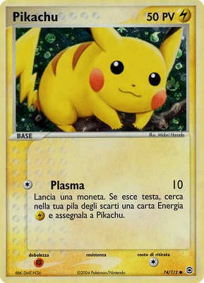 Pikachu 074 — EX RossoFuoco e VerdeFoglia (Italian Pokémon TCG card)