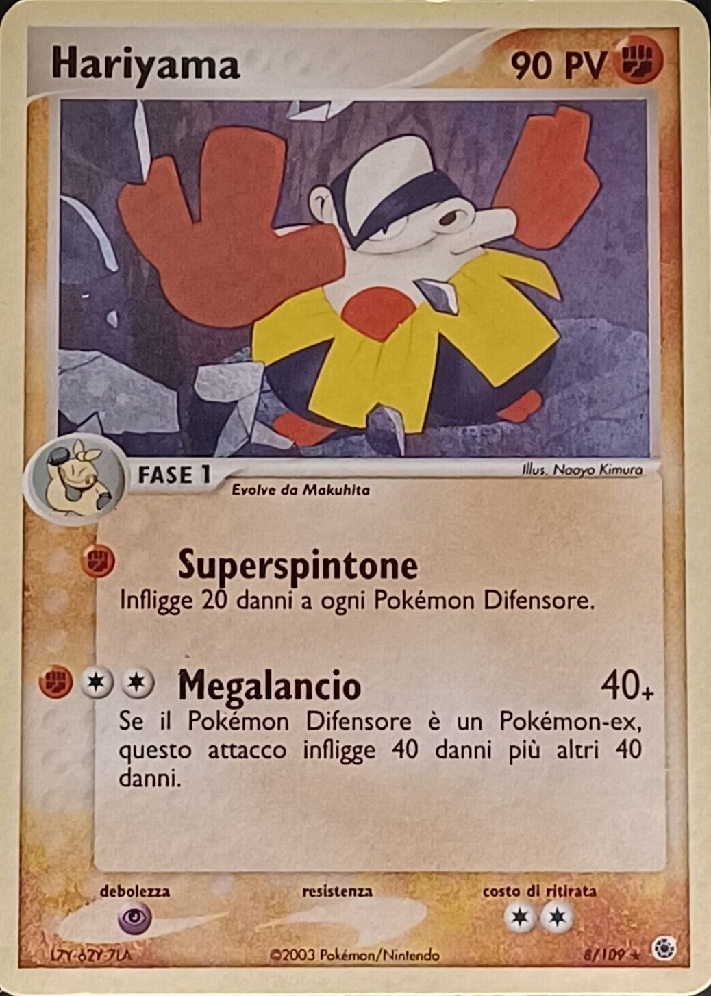 Hariyama 008 — EX Rubino & Zaffiro (Italian Pokémon TCG card)